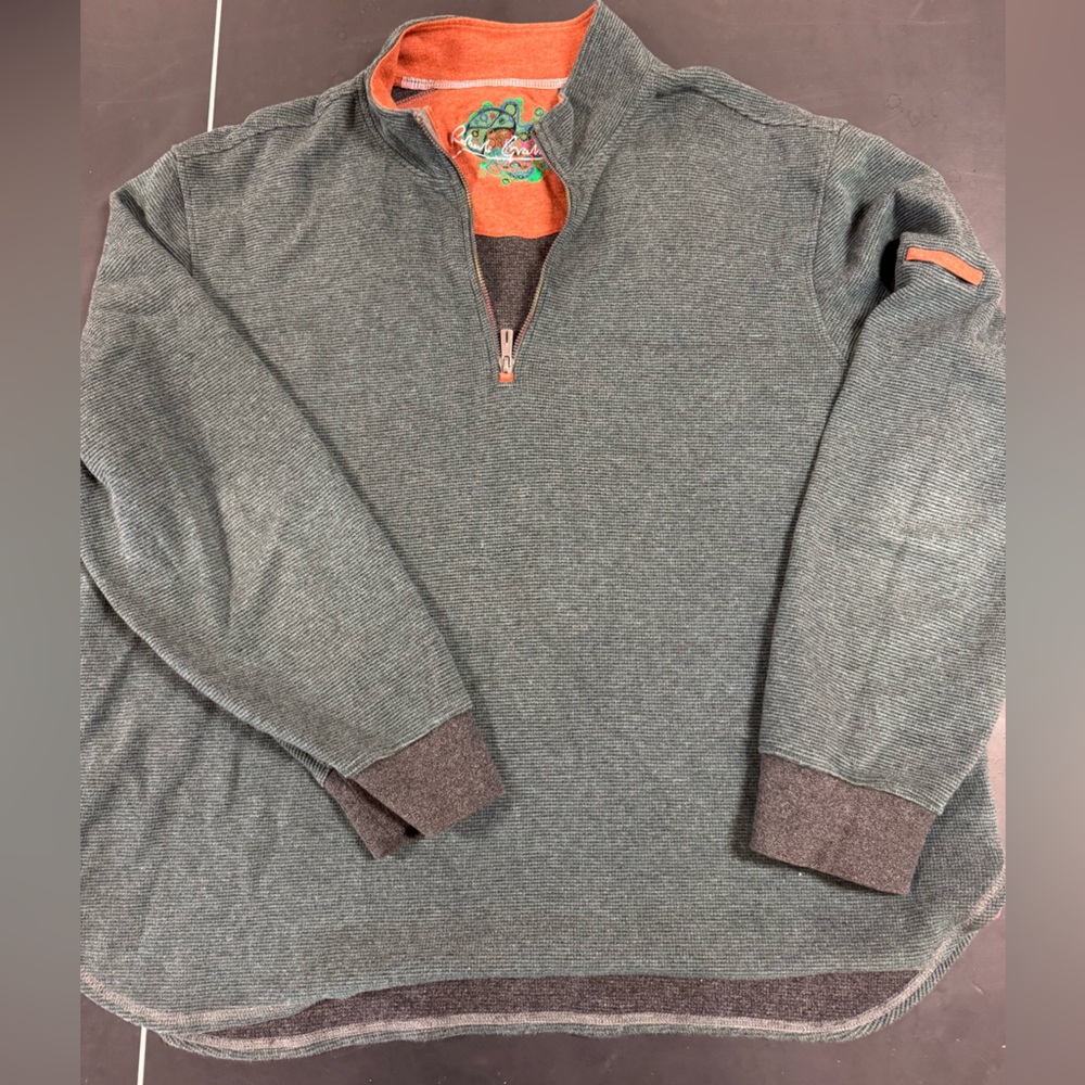 Robert Graham Green and Orange Zip-Up Sweater